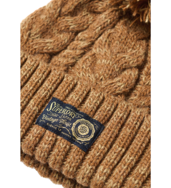 Superdry Brown chunky braided knit cap