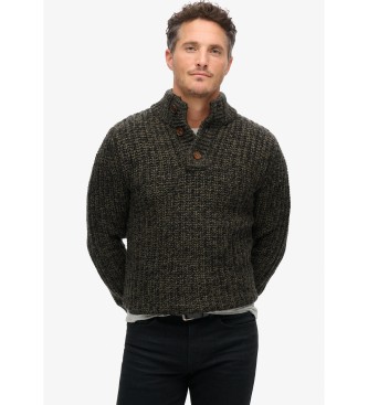 Superdry Czarny gruby sweter z dzianiny