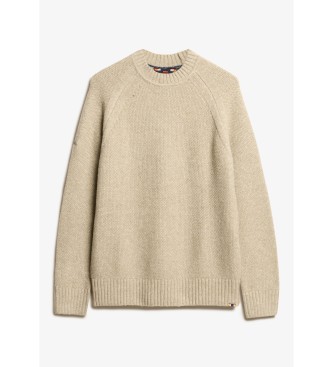 Superdry Gruby beżowy sweter raglanowy