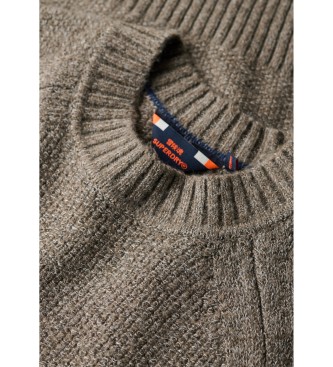 Superdry Brązowy gruby sweter raglanowy