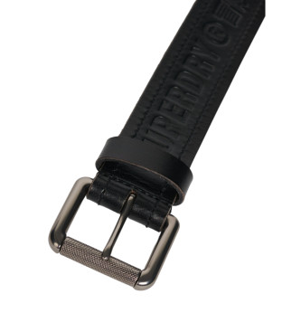 Superdry Cintura in pelle con logo Vintage nero