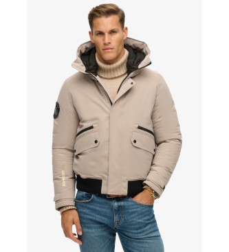 Superdry City beige quilted bomber jacket