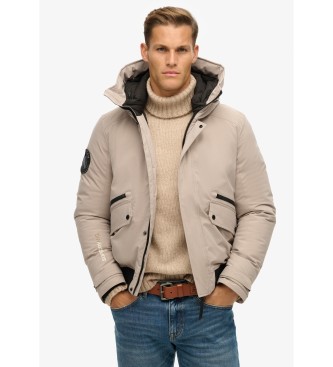 Superdry City beige quilted bomber jacket