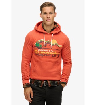 Superdry Felpa con cappuccio grafica arancione Great Outdoors