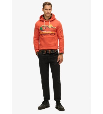 Superdry Felpa con cappuccio grafica arancione Great Outdoors