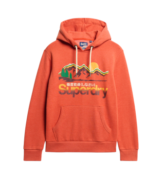 Superdry Felpa con cappuccio grafica arancione Great Outdoors