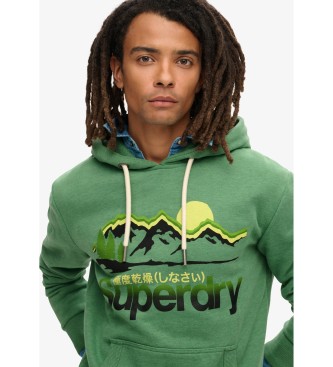 Superdry Sudadera con capucha con grfico Great Outdoors verde