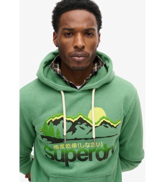 Superdry Sudadera con capucha con grfico Great Outdoors verde