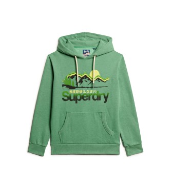 Superdry Felpa con cappuccio grafica verde Great Outdoors