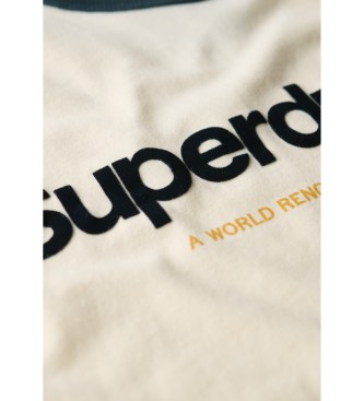 Superdry Grafisk arbets-t-shirt med beige Core Ringer-logotyp