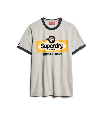 Superdry Szara koszulka Ringer Workwear