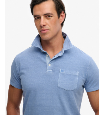 Superdry Polo Classic Bombažno platno modra