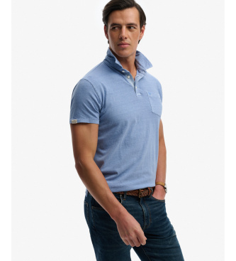 Superdry Polo Classic Bombažno platno modra