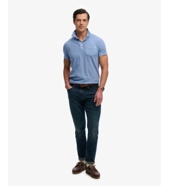 Superdry Polo Classic Bombažno platno modra
