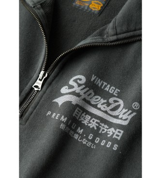 Superdry Chaqueta Con grfico y media cremallera clsica  negro