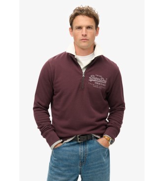 Superdry Jacket with classic graphic and half zip  burgundy