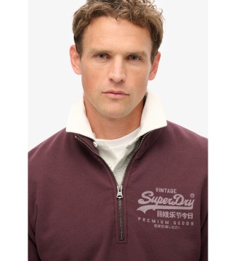 Superdry Jacket with classic graphic and half zip  burgundy