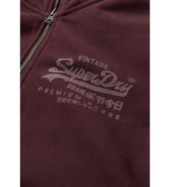 Superdry Jacket with classic graphic and half zip  burgundy