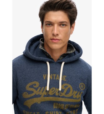 Superdry Grafisch sweatshirt met capuchon en logo Vintage Classic donkergrijs