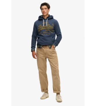Superdry Grafisch sweatshirt met capuchon en logo Vintage Classic donkergrijs