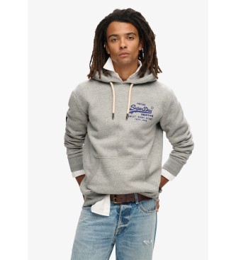 Superdry Grafisch sweatshirt met capuchon en logo Vintage Classic   grijs