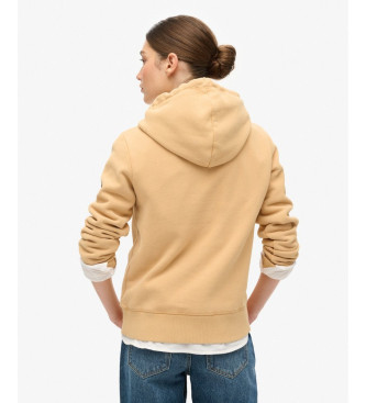 Superdry Sweat  capuche beige classique avec graphisme en velours