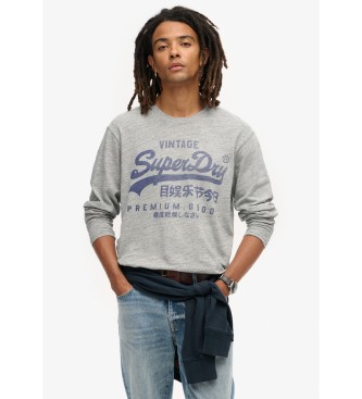 Superdry Classic grey graphic long sleeve t-shirt