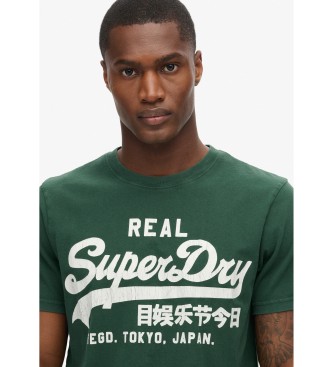 Superdry Camiseta grfica con logotipo Vintage verde