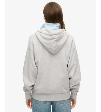 Superdry Boyfriend College gr sweatshirt med huva, dragkedja och huva och dragkedja