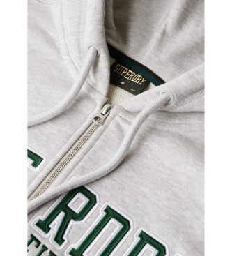 Superdry Boyfriend College grijs sweatshirt met capuchon en ritssluiting