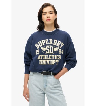 Superdry Luźna bluza College Script w kolorze granatowym