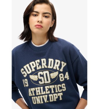 Superdry Luźna bluza College Script w kolorze granatowym