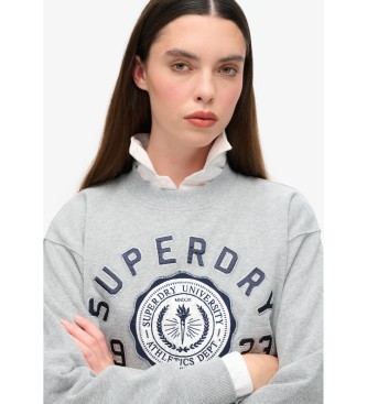 Superdry Sudadera suelta College Script gris