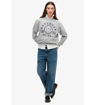 Superdry Felpa ampia con scritta College grigia