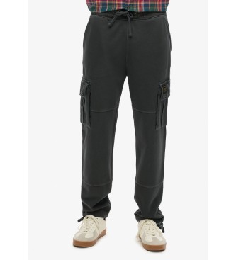 Superdry Spodnie joggery cargo baggy czarne