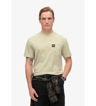 Superdry T-shirt mit Kontrastnhten und Taschen beige