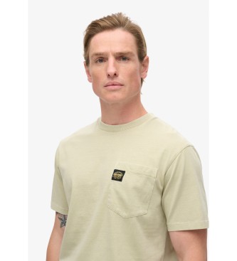 Superdry T-shirt mit Kontrastnhten und Taschen beige