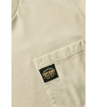 Superdry T-shirt mit Kontrastnhten und Taschen beige