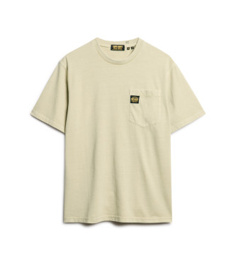 Superdry T-shirt mit Kontrastnhten und Taschen beige