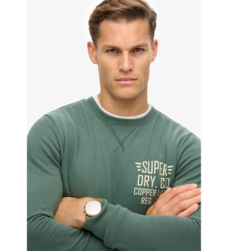 Superdry Sudadera de cuello redondo con grfico Copper Label verde  