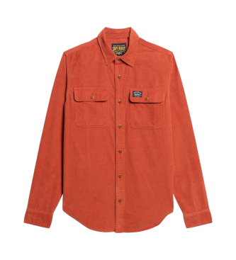 Superdry Camicia arancione Trailsman in velluto a coste dal taglio ampio