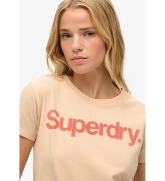 Superdry Koszulka City z beżowym logo Core