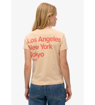 Superdry Camiseta ajustada City con logotipo Core beige