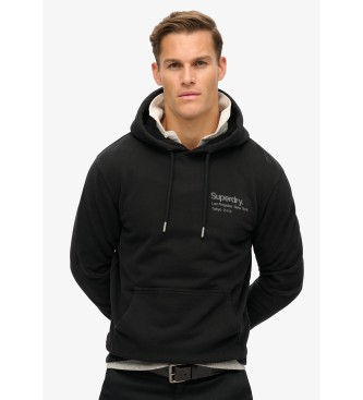 Superdry Ls sweatshirt med htte og Core City-logo, sort