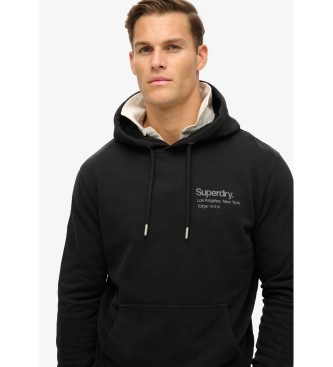 Superdry Lockeres Kapuzensweatshirt mit Core City Logo schwarz