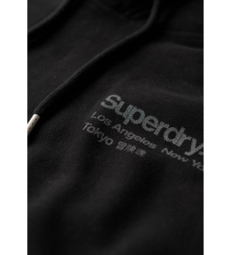 Superdry Loose hooded sweatshirt with Core City logo black