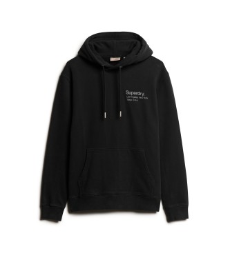 Superdry Loose hooded sweatshirt with Core City logo black