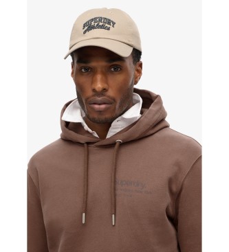 Superdry Loose hooded sweatshirt with logo Core City brown