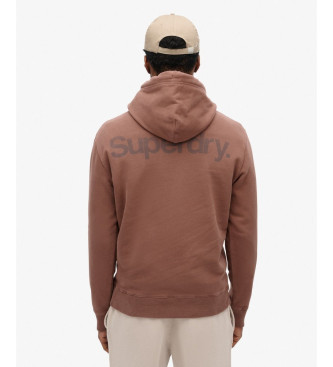 Superdry Loose hooded sweatshirt with logo Core City brown