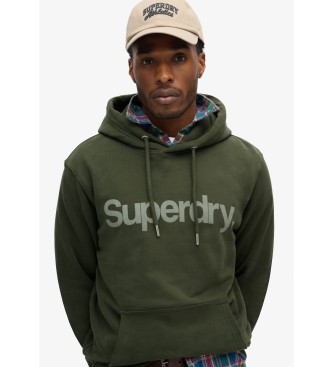 Superdry Luźna bluza z kapturem z logo Core City w kolorze zielonym